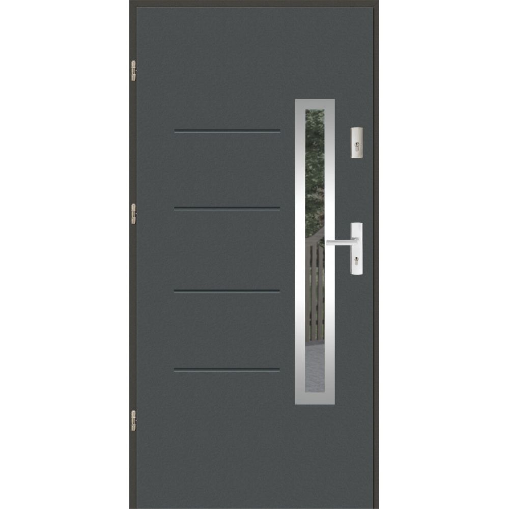 Drzwi zewnętrzne LUX GALA 77 INOX Jednostronny