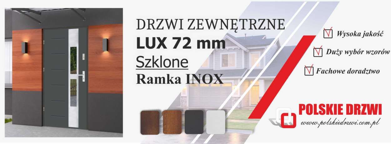 Drzwi LUX 72mm ramka INOX/BLACK