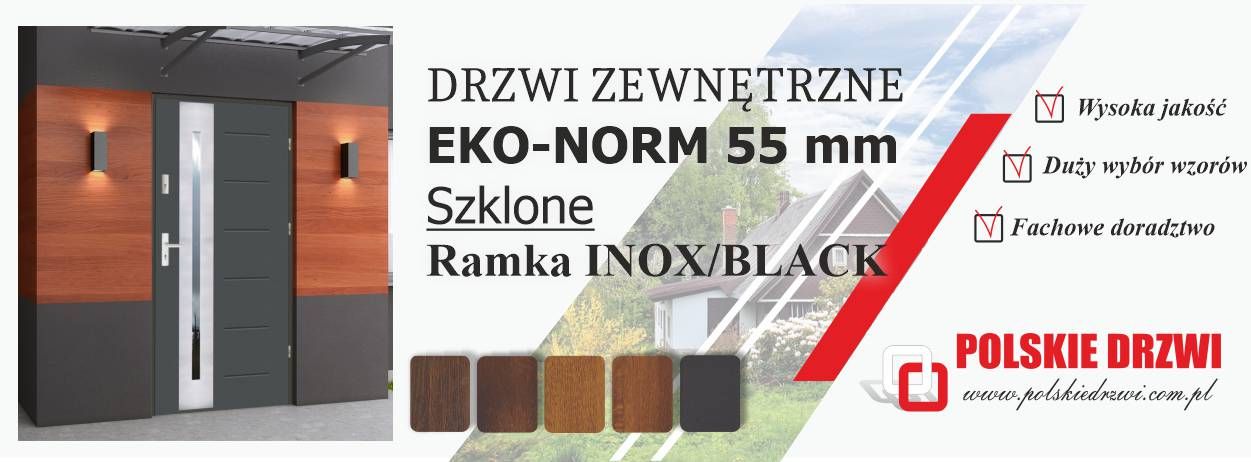 Drzwi EKO-NORM 55mm ramka INOX/BLACK