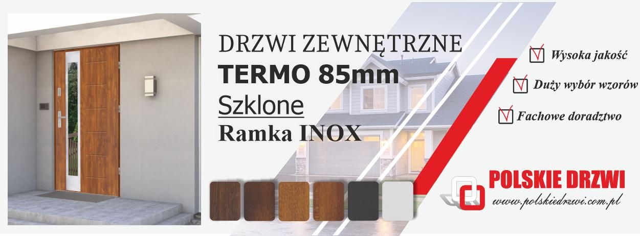 Drzwi TERMO 85mm Ramka INOX/BLACK